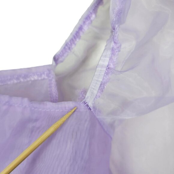 Girl's Purple Princess Dress size S Puff Sleeves Sheer - Picture 6 of 12